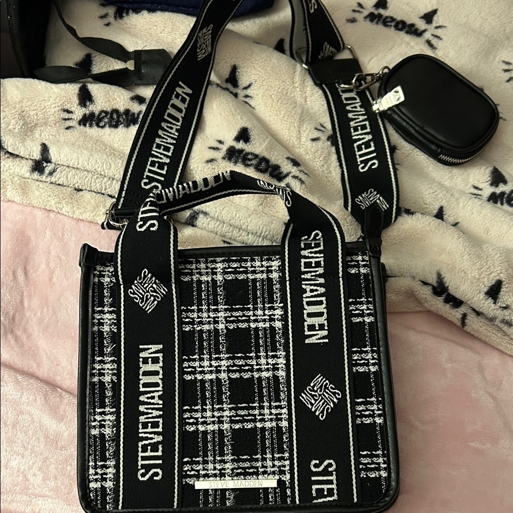 Steve Madden Monochrome Plaid Crossbody Bag